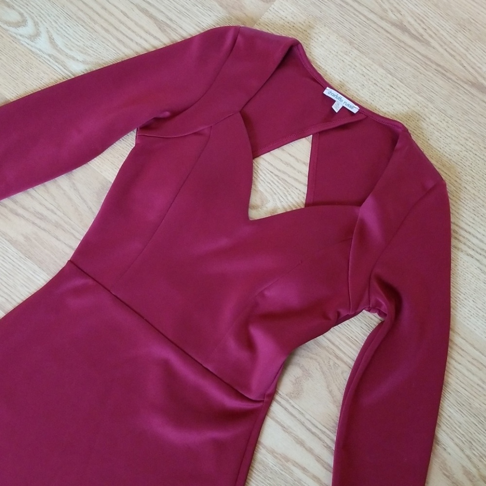 Charlotte Russe Burgundy Form Fitting Bodycon Dress - Picture 2 of 3